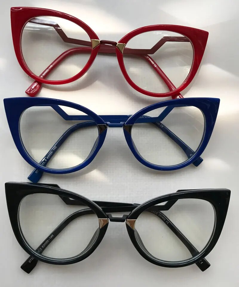 45045 Anti-blue Light Brand Designer Optical Lady Cat Eye Glasses Frames For Women EyeGlasses Metal Temple Fashion Eyewear