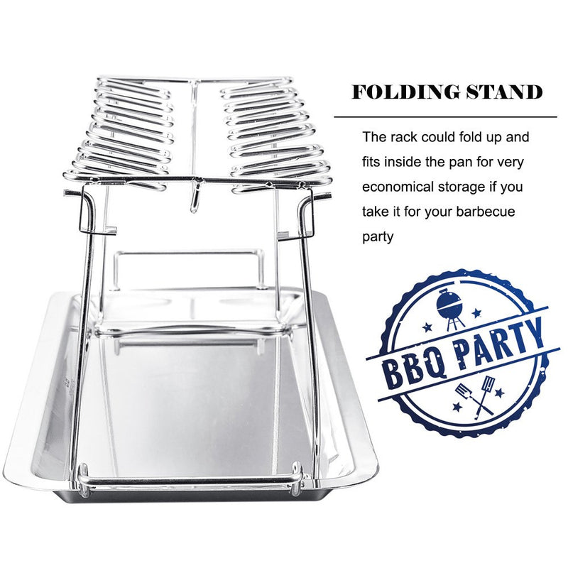 G.a HOMEFAVOR BBQ Chicken Leg Wing Grill Cooking Rack 14 Slots BBQ Poultry Chicken Leg Roaster Stainless Steel Chicken Wing Rack