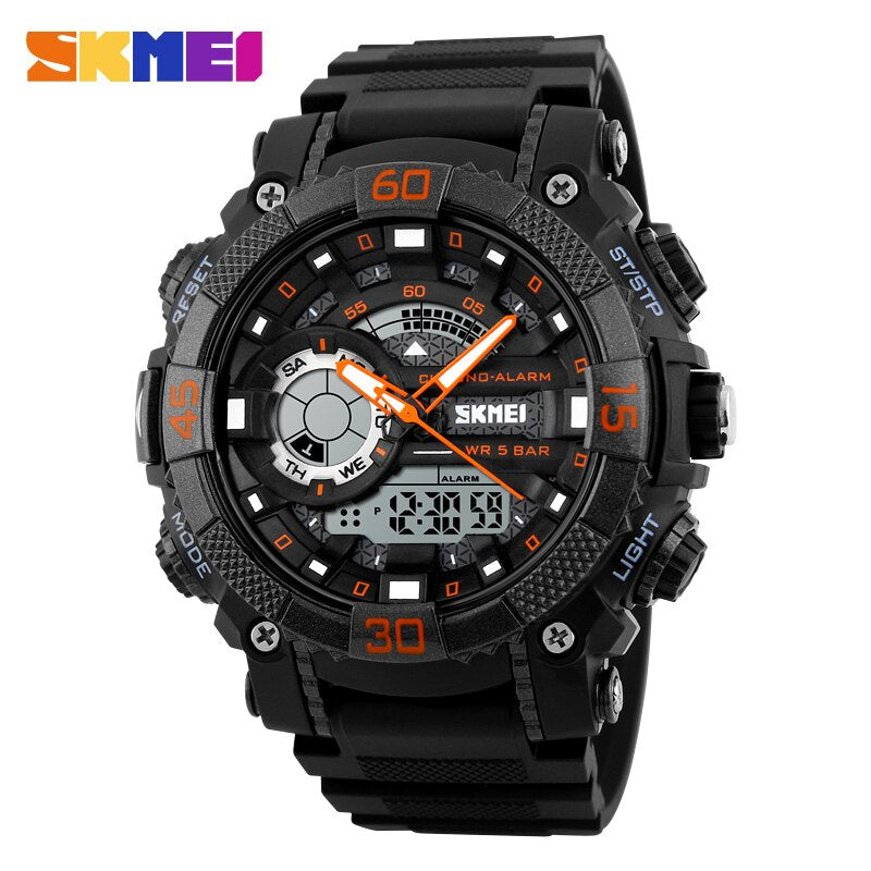 SKMEI Fashion Dial Outdoor Sports Watches Men Electronic Quartz Digital Watch 50M Waterproof Wristwatches Relogio Masculino 1228