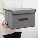 Baumwoll-Leinen Aufbewahrungsbox mit Deckel 2 Größen Kleidung Socken Spielzeug Snacks Kleinigkeiten Organizer Set Stoffboxen Kosmetik Haushalt