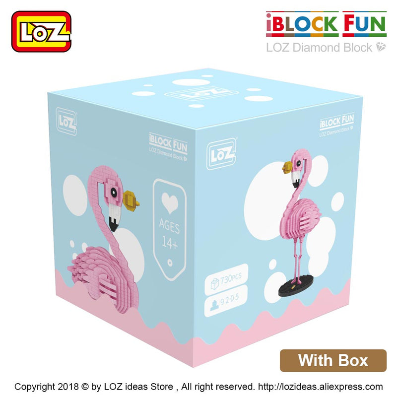 LOZ Diamond Blocks Flamingo Toy Pink Bird Action Figure Colorful Cartoon Animals Educational Bricks DIY Kids Children Gift 9205