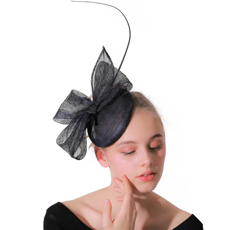 Women Navy Occasion Fascinators Hats For Kentucky Derby Party Bridal Millinery Church Hats Wedding Hair Accessories
