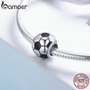 BAMOER Genuine 100% 925 Sterling Silver Sport Football Love Ball Charm Beads fit Women Bracelet &amp; Necklaces Jewelry SCC666