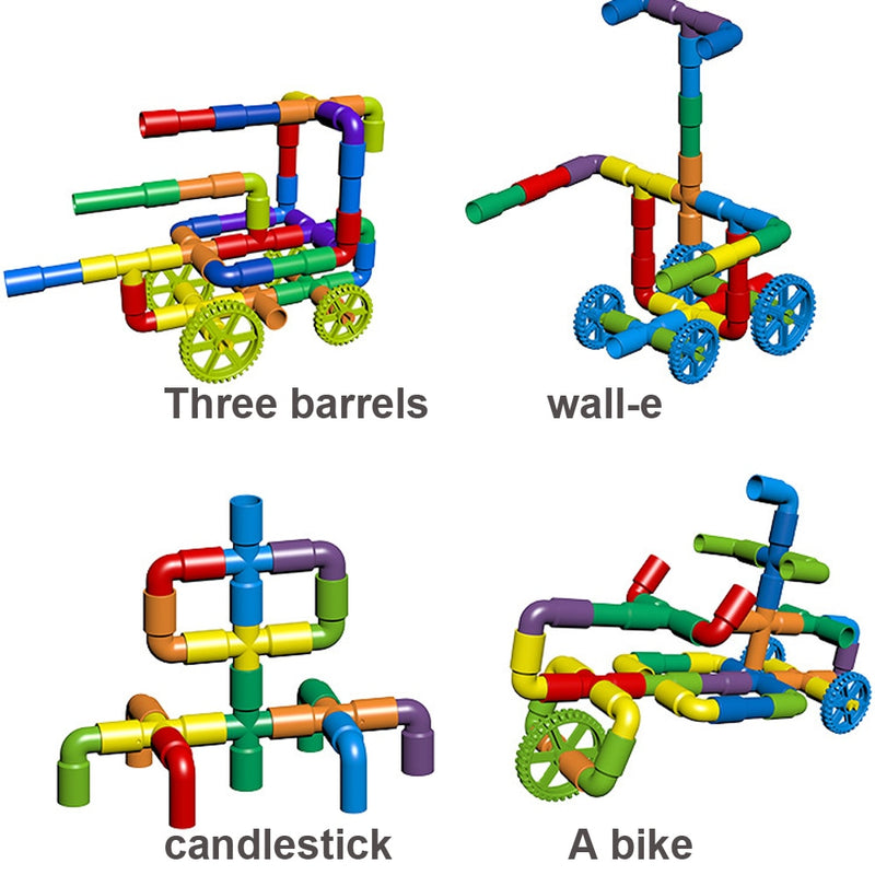 38-306 Construction Water Pipe Building Blocks Toys for Baby Plastic DIY Assembling Pipeline Tunnel Blocks Toys for Children
