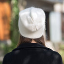 [Rancyword] Women Winter Hats Beanies Knitting Rabbit Wool Fur Hat Female Real Fur Skullies Caps Gorros Solid Color RC1222-2