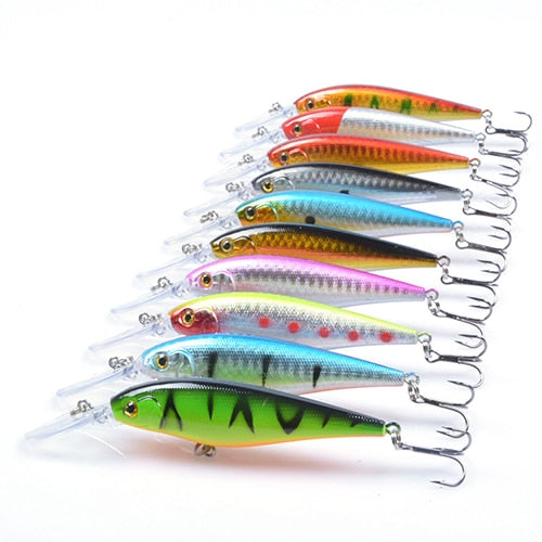 Hercules 10PCS Minnow Fishing Lure 11cm 10.5g Aritificial Wobblers Hard Plastic Baits Diving 2.5-4m Pesca Fish Wobbler Tackle