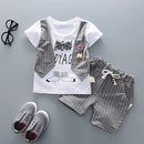 New Summer Newborn Baby Boys Clothes Children Gentleman Tie T-shirt Shorts 2Pcs/Set Toddler Cotton Girls Clothing Kids Tracksuit