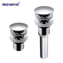 ROVATE Pop up Drain with Overflow Bathroom Sink Waste basin Drainer plug Bath Tub Round Chrome