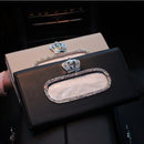 Mode Krone Kristall Auto Taschentuchbox Sonnenblende Leder Auto Taschentuchbeutel Sonnenblenden-Halterung Etui Serviette für Autozubehör