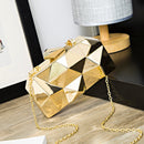 Goldene Acrylbox Geometrische Abendtasche Clutch Elegante Kette Damentasche für Party Umhängetasche für Hochzeit/Dating/Party