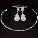 Hot Selling Bride Classic Rhinestone Crystal Choker Necklace Earrings and Bracelet Wedding Jewelry Sets Wedding Accessories X164