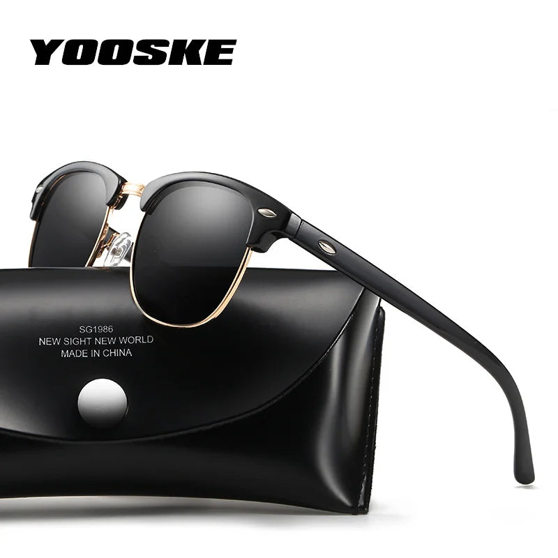 YOOSKE Classic Polarized Sunglasses Women Men Brand Designer Vintage Square Sun Glasses Driving Anti Glare Glasses Mirror UV400
