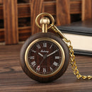 Creative Wood Watch Men Pocket Watches Retro Walnut Wood Case Standard Round Dial Jewelry Quartz Clock Hours Art Collectibles
