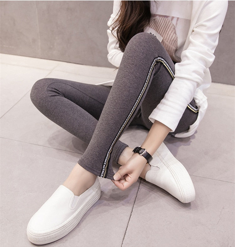 High Quality Cotton Leggings Side stripes Women Casual Legging Pant Plus Size 5XL High Waist Fitness Leggins Plump Female