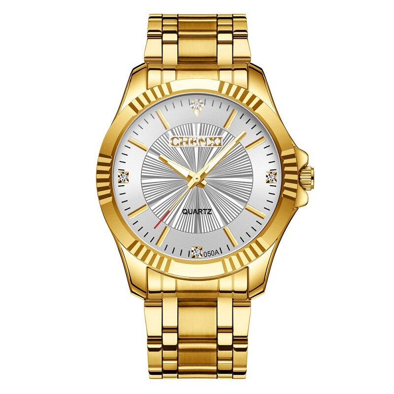 CHENXI Creative Golden Men&#39;s Quartz Wristwatches Women Men Full Steel Luxury Clock Brand Watches lovers&#39; Waterproof Gold Watch