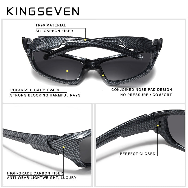 KINGSEVEN Brand 2019 Limited Sales TR90 Polarized Sunglasses Men Carbon fiber Frame Fishing Driving Eyewear Sun Glasses Goggles