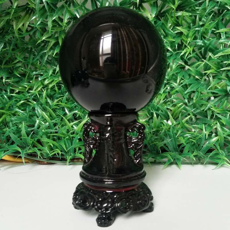 Natural Obsidian Crystal Ball Stone Sphere Home Room Decoration Diviner Circular Wedding Photography Healing Crystals