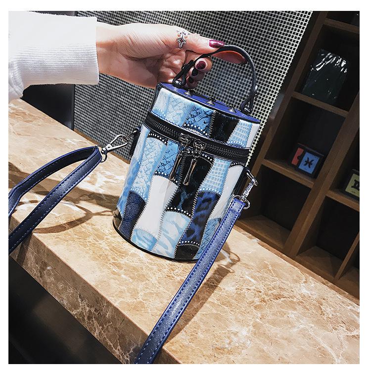 Bucket bag women's high quality PU leather chain shoulder bag designer rivets handbag women's mobile phone bag