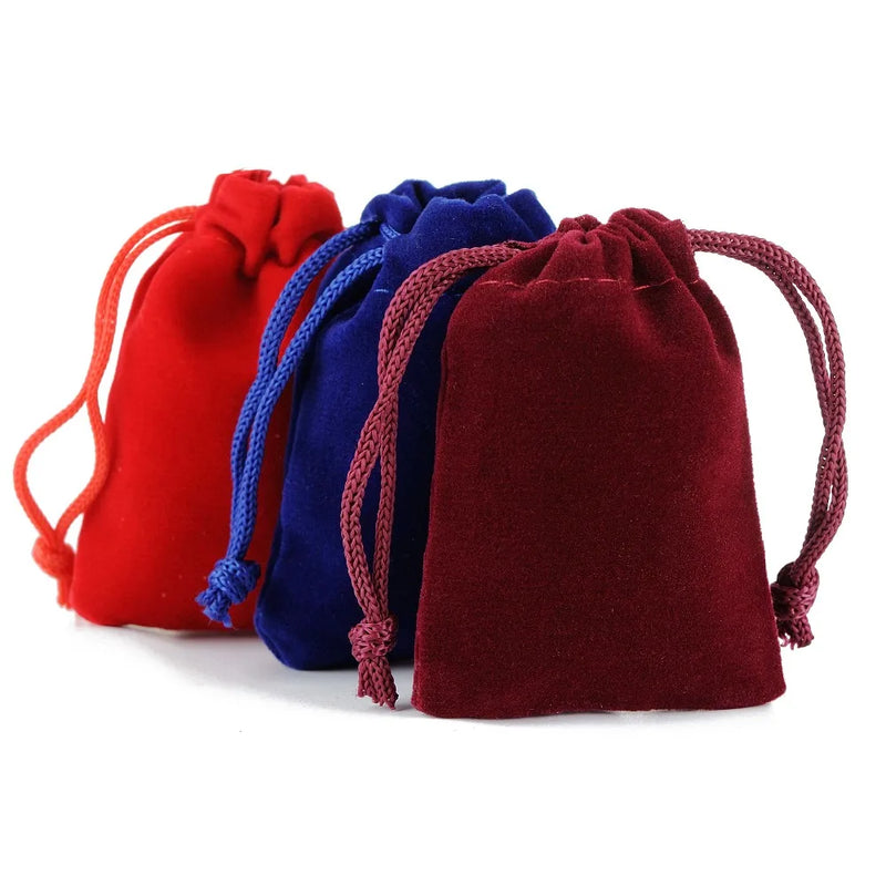 100Pcs/lot 5*7cm Velvet Drawstring Pouch Bag with Jewelry Bag Christmas Wedding Gift Bags & Pouches With Velvet bags wholesale