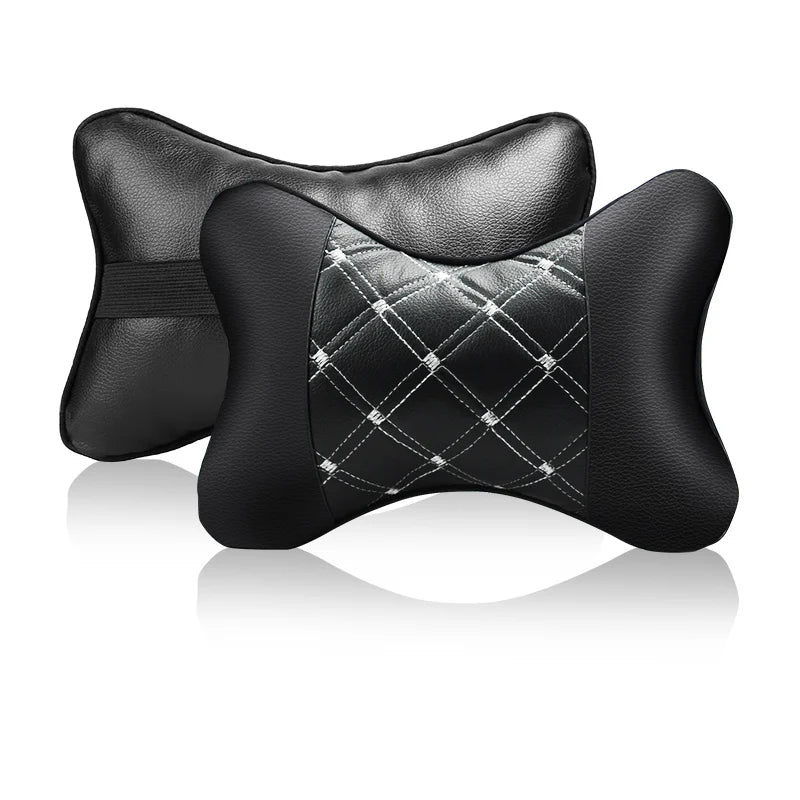 2021 New Mini All PU leather car neck pillows comfortable universal Auto Seat Head Neck Rest Cushion Headrest Pillow Pad