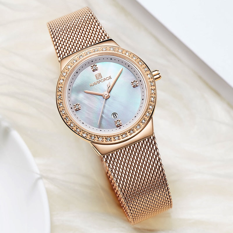 Women Watch NAVIFORCE Fashion Casual Quartz Watches Ladies Waterproof Wristwatch Stainless Steel Girl Clock Relogio Feminino