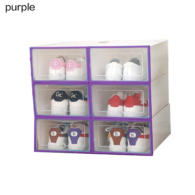 6PCS Flip Shoes Box Thickened Transparent Drawer Case Plastic Shoe Boxes Stackable Box Shoe Organizer Shoebox storage Shoe rack