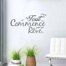 French Inspiration Quote Vinyl Wall Stickers Birds Letterings Dream Wall Decals Home Decor Bedroom Decoration