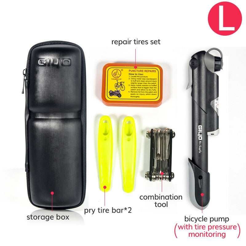 Bicycle Repair Tools Portable MTB Bike Tire Repair Kits Bicycle Tool Pump Cycling Puncture Repair Tool Bag Bike Storage Bottle