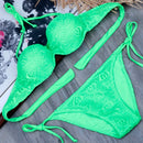 Melphieer 2024 White Mesh Bikini Sexy Monokini Swimwear Women's Underwired Bra Push Up Swimsuit Beach Bathing Suit Swimming Suit