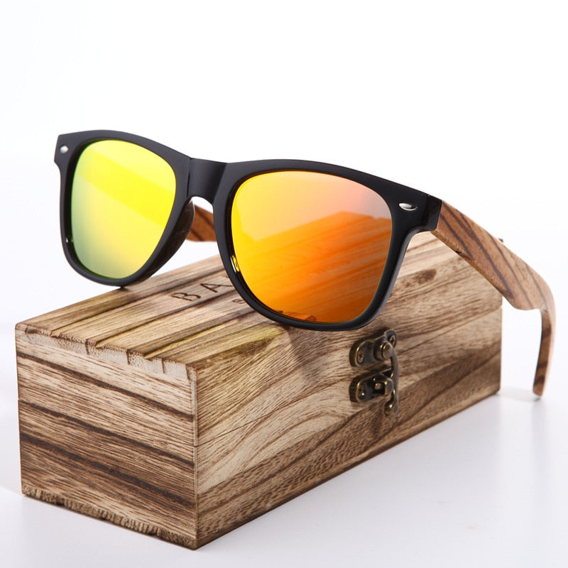 Sunglasses Polarized Zebra Wood Sunglasses Hand Made Vintage Wooden Frame Male Driving Sun Glasses Shades Gafas With Box