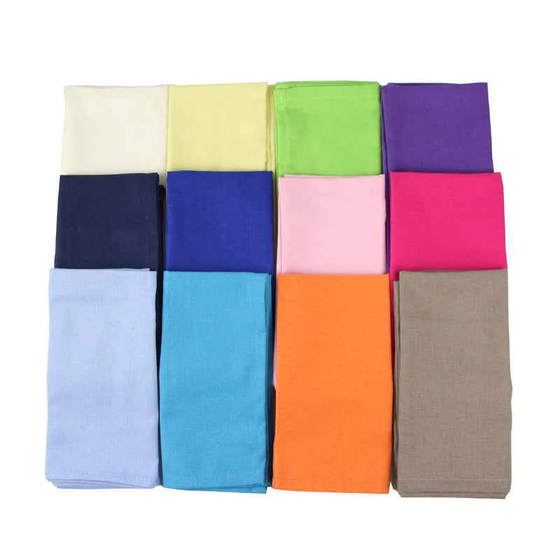 Set of 12 PCS 40x40cm Cotton Linen Blended Cloth Napkins Placemats Soft Dining Table Tea Towels For Home & Events Use