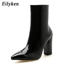 Eilyken Fashion Gold Silver Patent Leather Women Ankle Boots Pointed Toe High Heel Sexy Stiletto Pumps Chelsea Botas Mujer