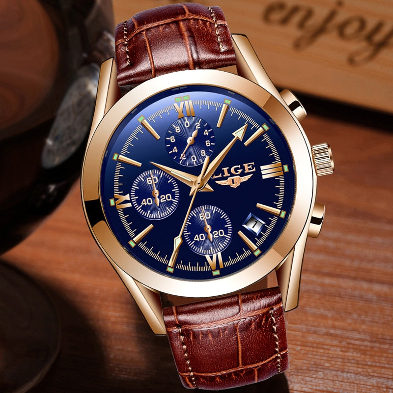 Relogio Masculino LIGE Mens Watches Top Brand Luxury Men's Fashion Business Waterproof Quartz Watch For Men Casual Leather Watch