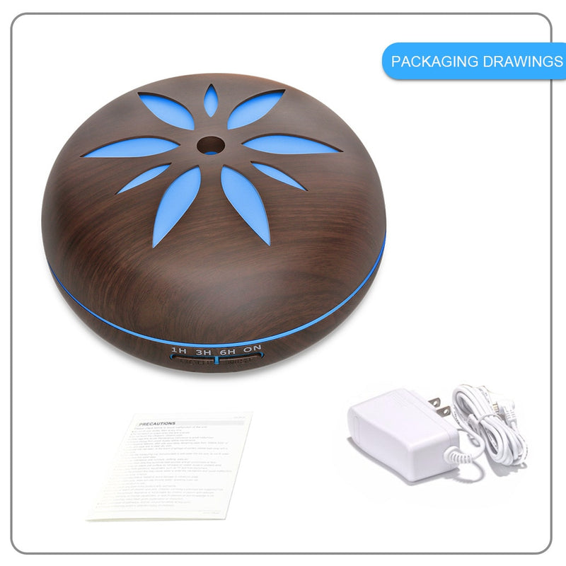 500ML Aromatherapy Essential Oil Diffuser Colorful LED Lights Wood Grain Aroma Diffuser Ultrasonic Cool Mist Air Humidifier