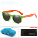 LongKeeper Spiegel Kinder Sonnenbrillen mit Etui Jungen Mädchen Polarisiert Silikon Sicherer Sonnenschutz Brille Geschenk Für Kinder Baby UV400 Gafas