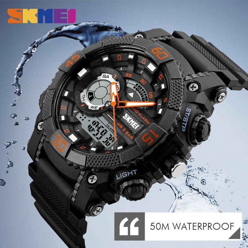 SKMEI Fashion Dial Outdoor Sports Watches Men Electronic Quartz Digital Watch 50M Waterproof Wristwatches Relogio Masculino 1228