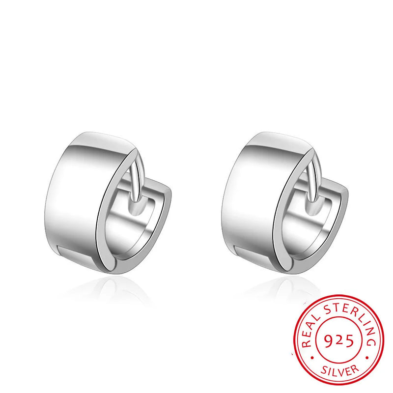 Punk Simple 925 Sterling Silver Small Circles Huggie Hoop Earrings For Women Men Brinco Bijoux Fashion Jewelry Gifts