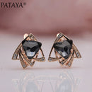 PATAYA New Arrivals 585 Rose Gold Color Triangular Cubic Zirconia Dangle Earrings Women Wedding Party Earring Fine Cute Jewelry