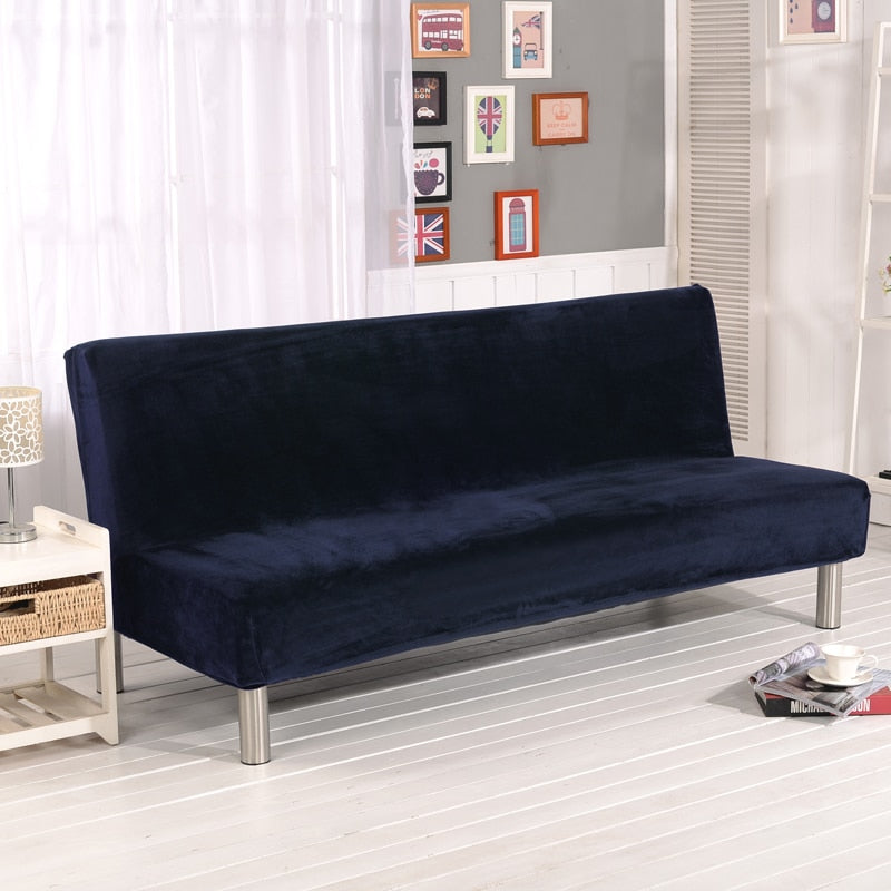 Plush Fabric Fold Armless Sofa Bed Cover Folding Seat Slipcover Thicker Covers Bench Couch Protector Elastic Futon Cover Winter