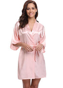 RB032 2018 Neuer Seidenkimono Bademantel Damen Seidenbrautjungfern Roben Sexy Marineblaue Roben Satin Robe Damen Morgenmäntel