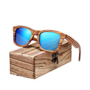 BARCUR Vintage Natura Zebra Wood Sunglasses Women Men Square Sun glasses Polarized Retro Sunglasses