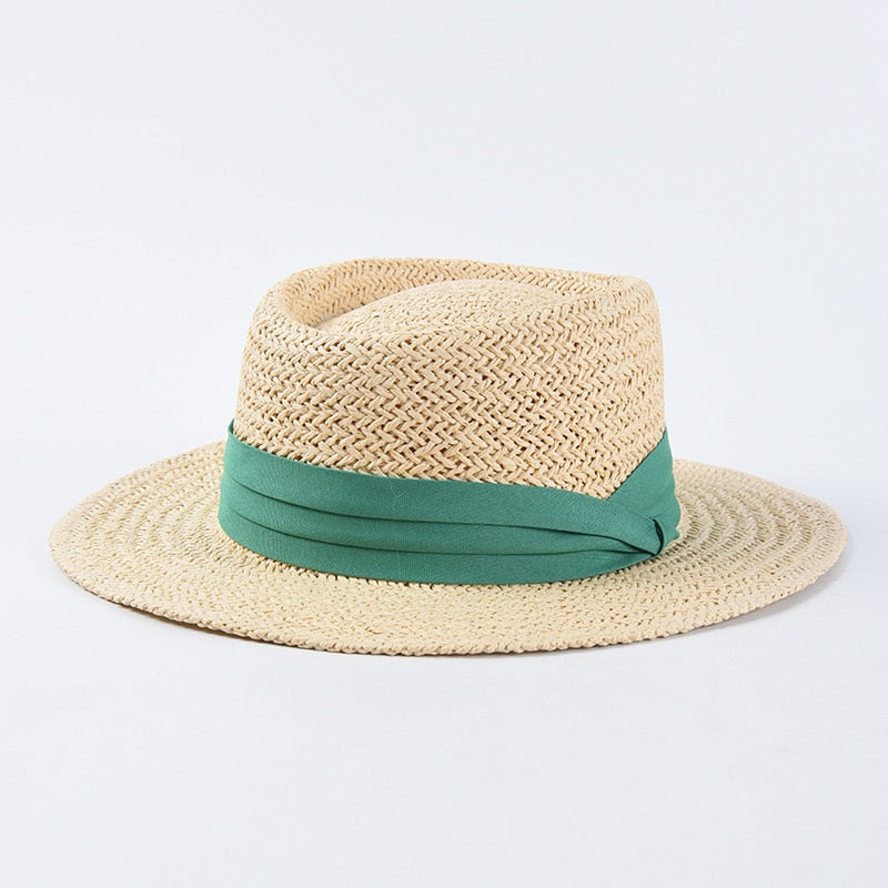 New Handmade Straw Beach Hat For Women Summer Holiday Panama Cap Fashion Concave Flat Sun Protection Visor Hats Wholesale