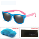 LongKeeper Spiegel Kinder Sonnenbrillen mit Etui Jungen Mädchen Polarisiert Silikon Sicherer Sonnenschutz Brille Geschenk Für Kinder Baby UV400 Gafas