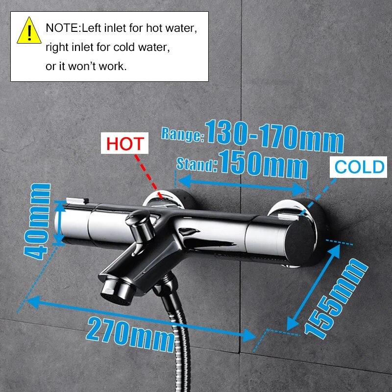 ROVATE Bathtub Shower Faucet Wall Mounted, Dual Handle Auto Thermostat Control Bath Mixer Tap for Bathroom