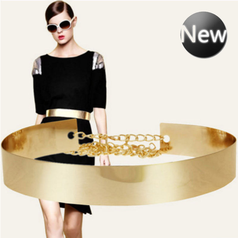 Fashion Western Vintage Belt Sequined Metal Belt For Women Ladies Mirror Decoration Dress Belt Wild Gold Dress Chain Belts