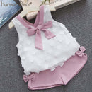 Humor Bear Baby Girl Clothes Fashion New Girls Clothing Sets Kids Clothes Toddler Girl Cute Bow T-shirt+ Pants Summer Set