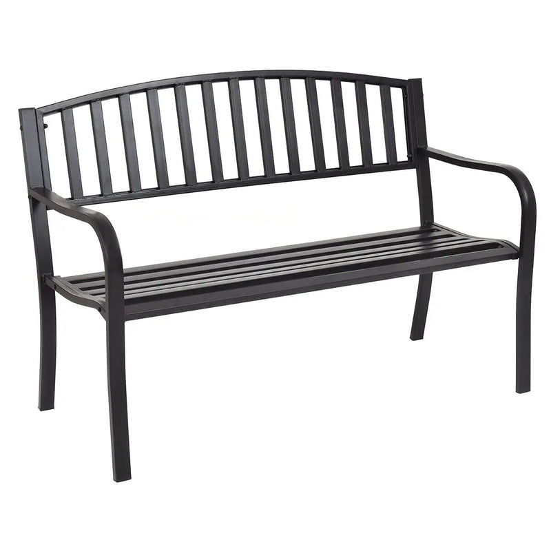 Giantex 50" Patio Garden Bench Park Backyard Outdoor Furniture Metal Steel Slats Porch Chair Seat OP70535