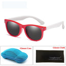 LongKeeper Spiegel Kinder Sonnenbrillen mit Etui Jungen Mädchen Polarisiert Silikon Sicherer Sonnenschutz Brille Geschenk Für Kinder Baby UV400 Gafas
