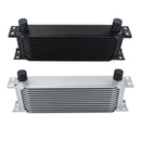 Universal 13 Rows Oil Cooler Kit + Oil Filter Sandwich Adapter + Nylon Stainless Steel Braided An10 Hose W/ PQY Sticker+Box