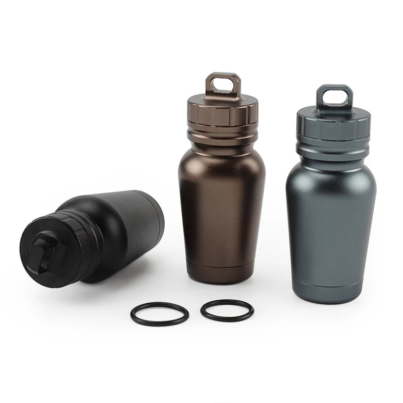 Aluminum Alloy Waterproof Canister Seal Bottle Outdoor Camping EDC Tool Waterproof Bottle